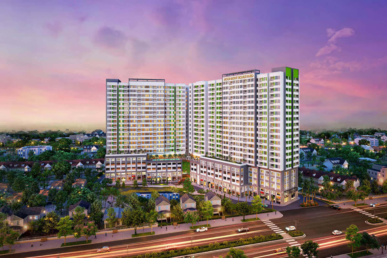 Toàn cảnh chung cư Moonlight Boulevard mặt tiền Kinh Dương Vương