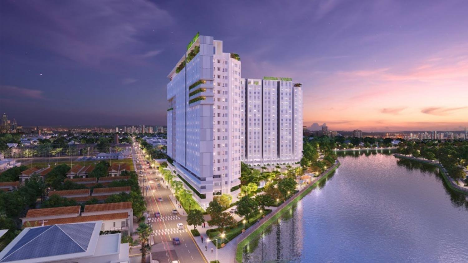 Toàn cảnh Chung cư Marina Tower Thuận An view sông Sài Gòn